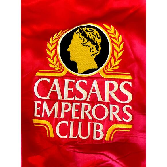 Vintage Caesars Atlantic City satin red jacket LARGE bomber made in USA vantage - Picture 2 of 16
